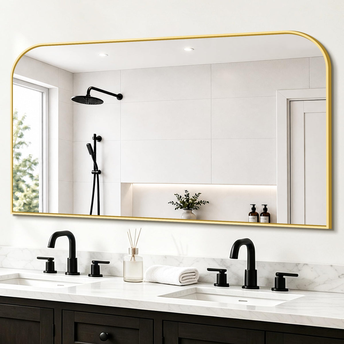 FICTOR 2 Pack 36" x 24" Bathroom Vanity Mirror for Over Sink, Black