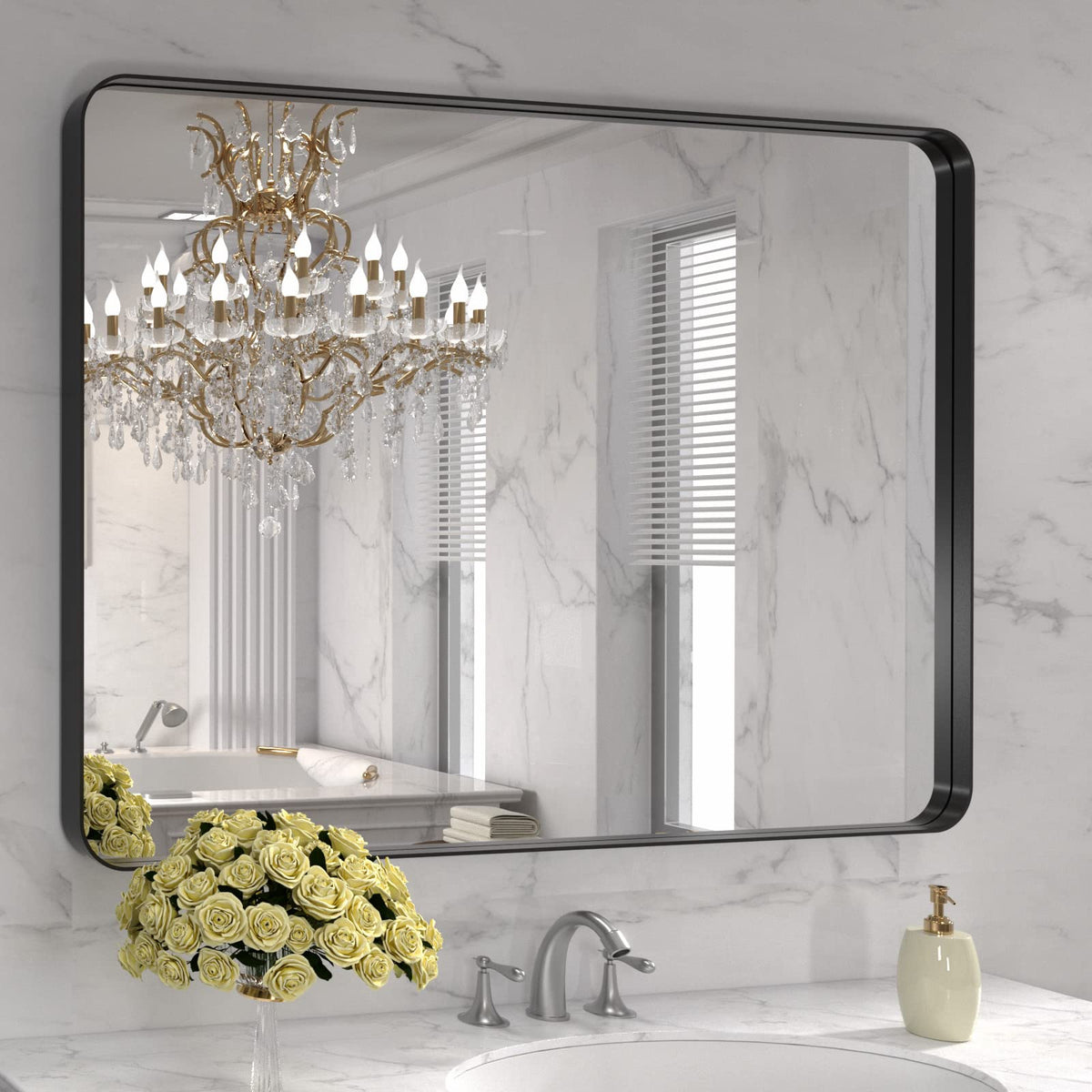 LOAAO 24"X36" Gold Bathroom Mirror