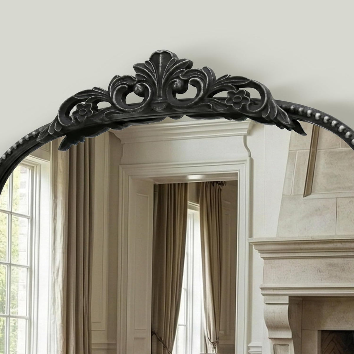 Micasso Black Full Length Mirror: 21''x56'' Baroque Vintage Floor Mirror