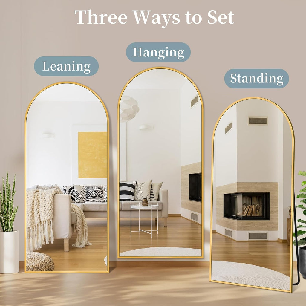 71"x28" Arched Full Length Mirror with Stand,Full Body Floor Mirror