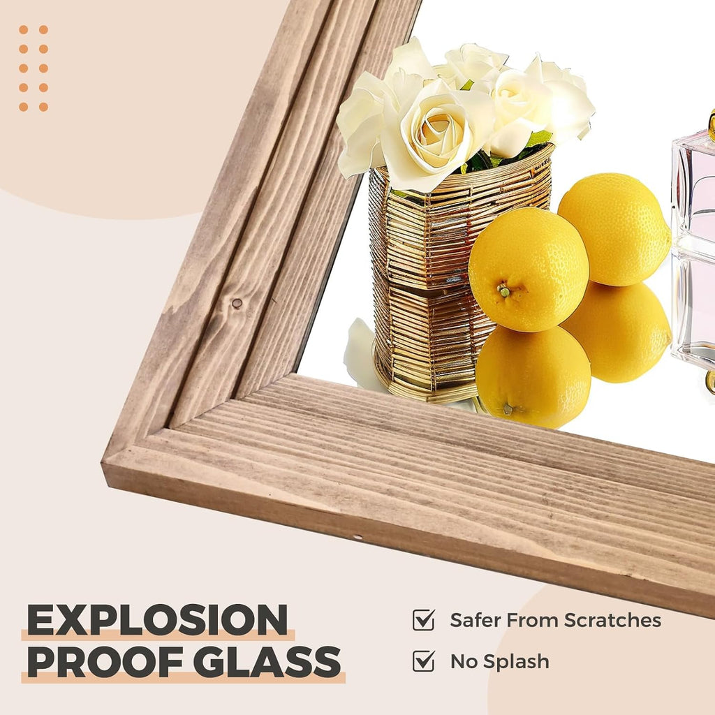 Full Length Mirror, 65 x 24 Inch Solid Wood Floor Mirror, Wood