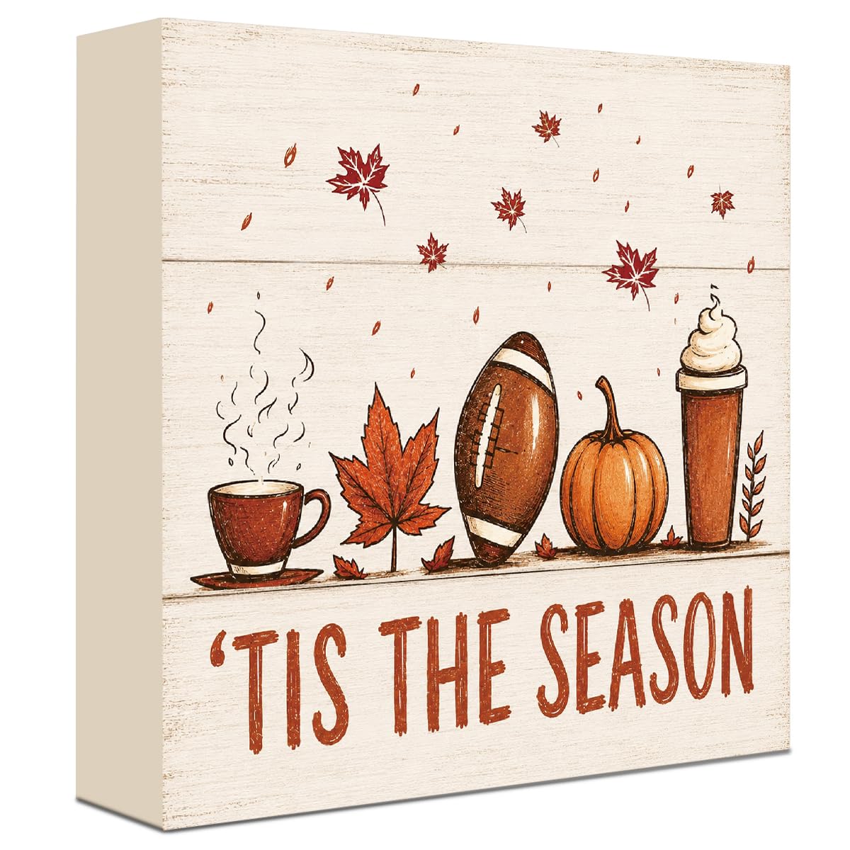 Fall Decorations for Home Football Pumpkin Wood Sign Fall Wall Shelf Decor