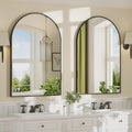 24"x36" Brushed Gold Arched Vanity Bathroom Mirror, Set of 2