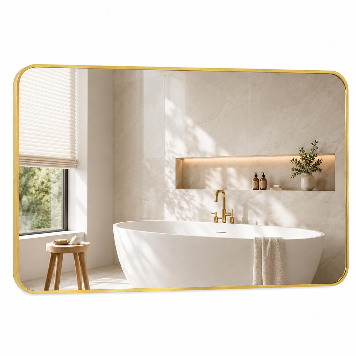 2-Pack 24x36 Inch Matte Black Rounded Rectangle Vanity Mirrors