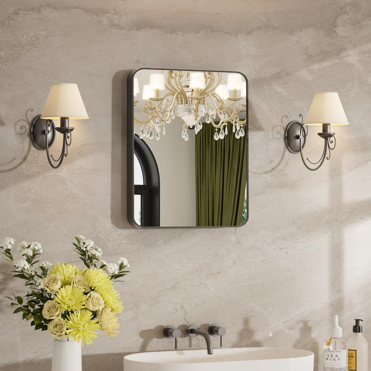 24"x36" Bathroom Mirror for Over Sink, Brushed Nickel Vanity Mirror
