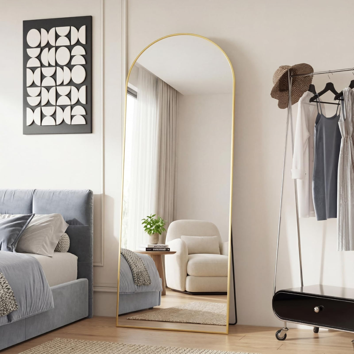 Sweetcrispy 55"x15" Full Length Mirror, Standing Full Body Mirror, Black