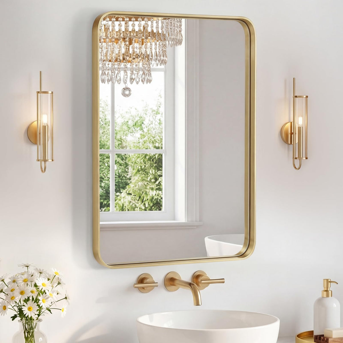 NEWBULIG 36 Inch Round Bathroom Mirror, Wall Mount Vanity Mirror
