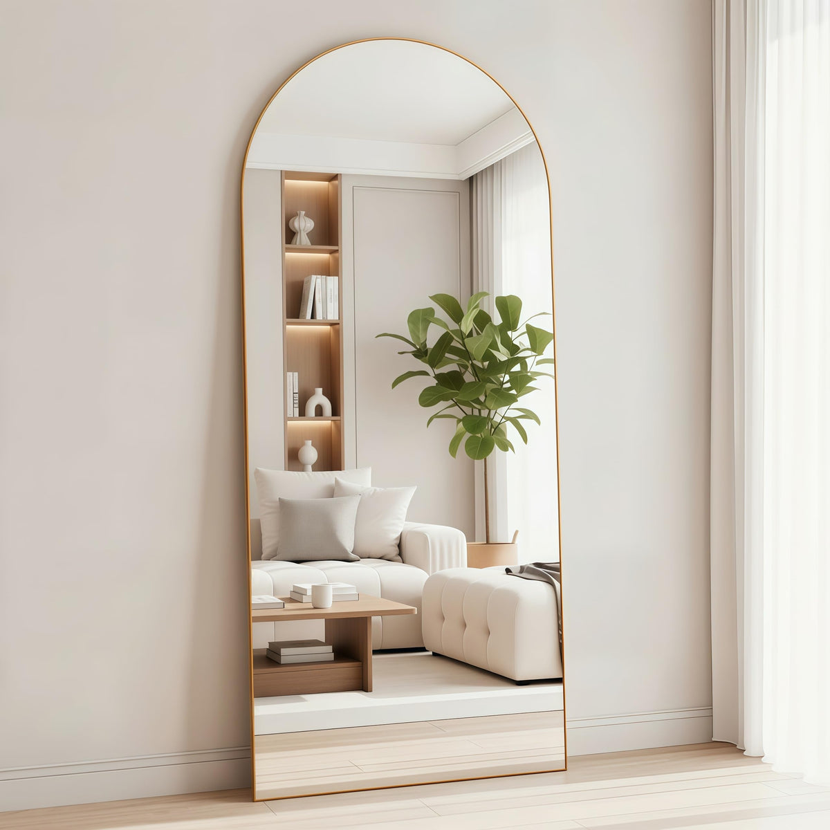 Full Length Mirror with LED Lights 65"x24"Rectangle Full body mirror with Stand Aluminum Alloy Frame, Tempered Glass Floor Mirror with Dimming&3 Color Lighting for Bedroom Dressing Room Silver