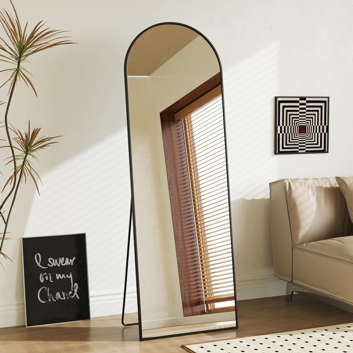 Sweetcrispy 55"x15" Full Length Mirror, Standing Full Body Mirror, Black