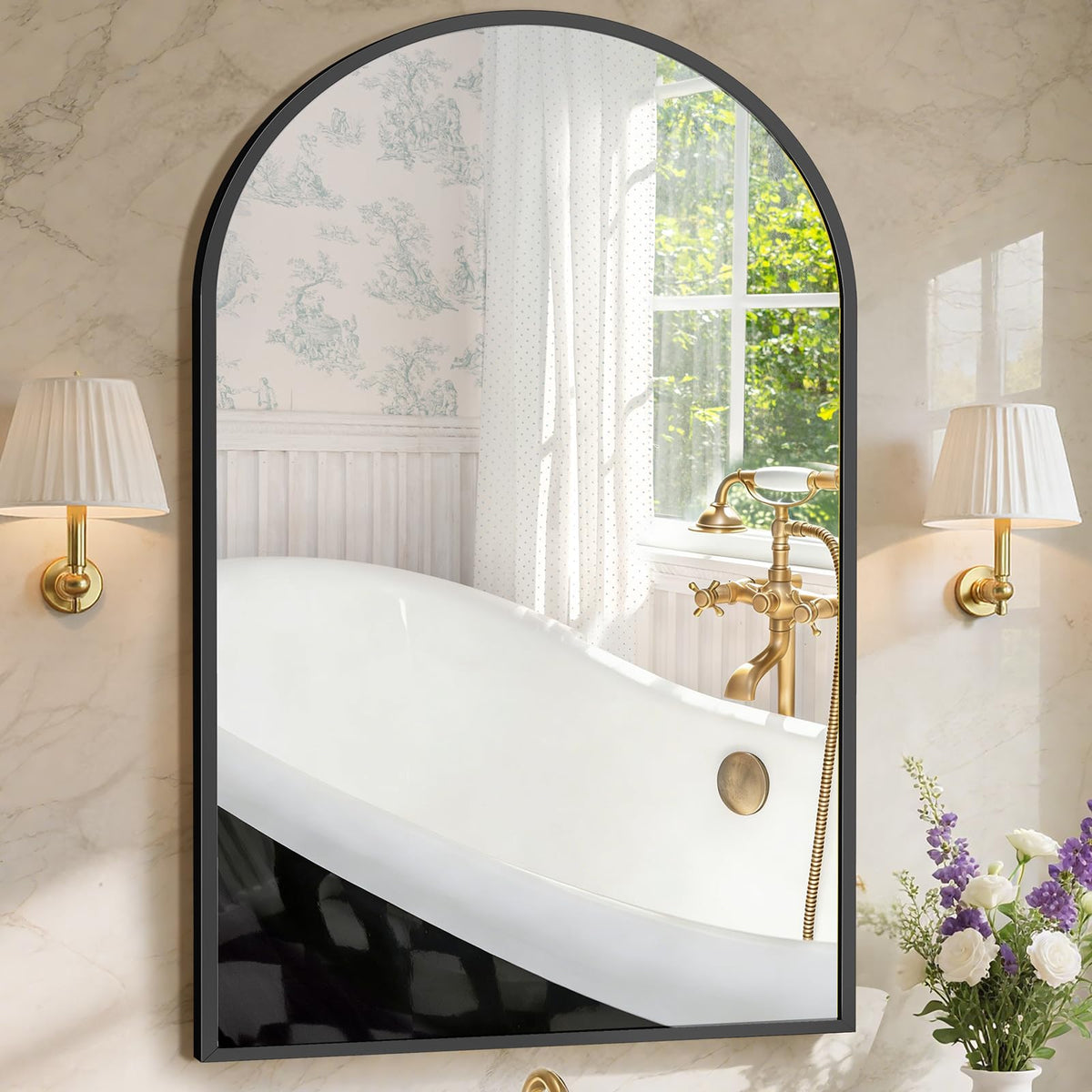 Sweetcrispy 26"x38" Arched Bathroom Mirror, Bathroom Mirrors for Over Sink