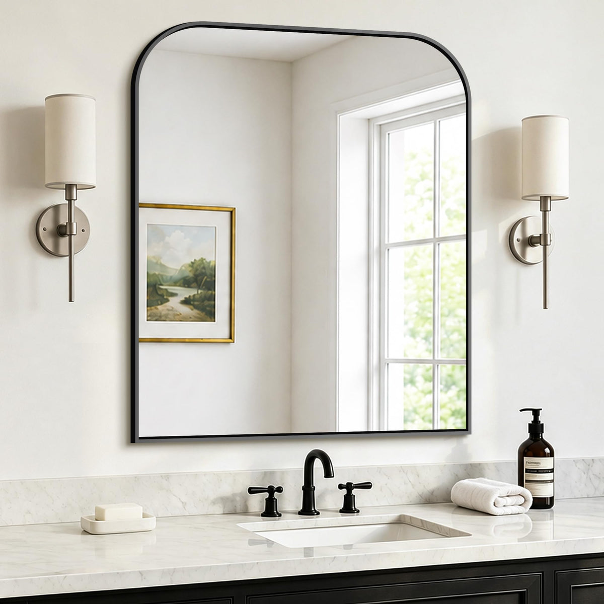 FICTOR 2 Pack 36" x 24" Bathroom Vanity Mirror for Over Sink, Black