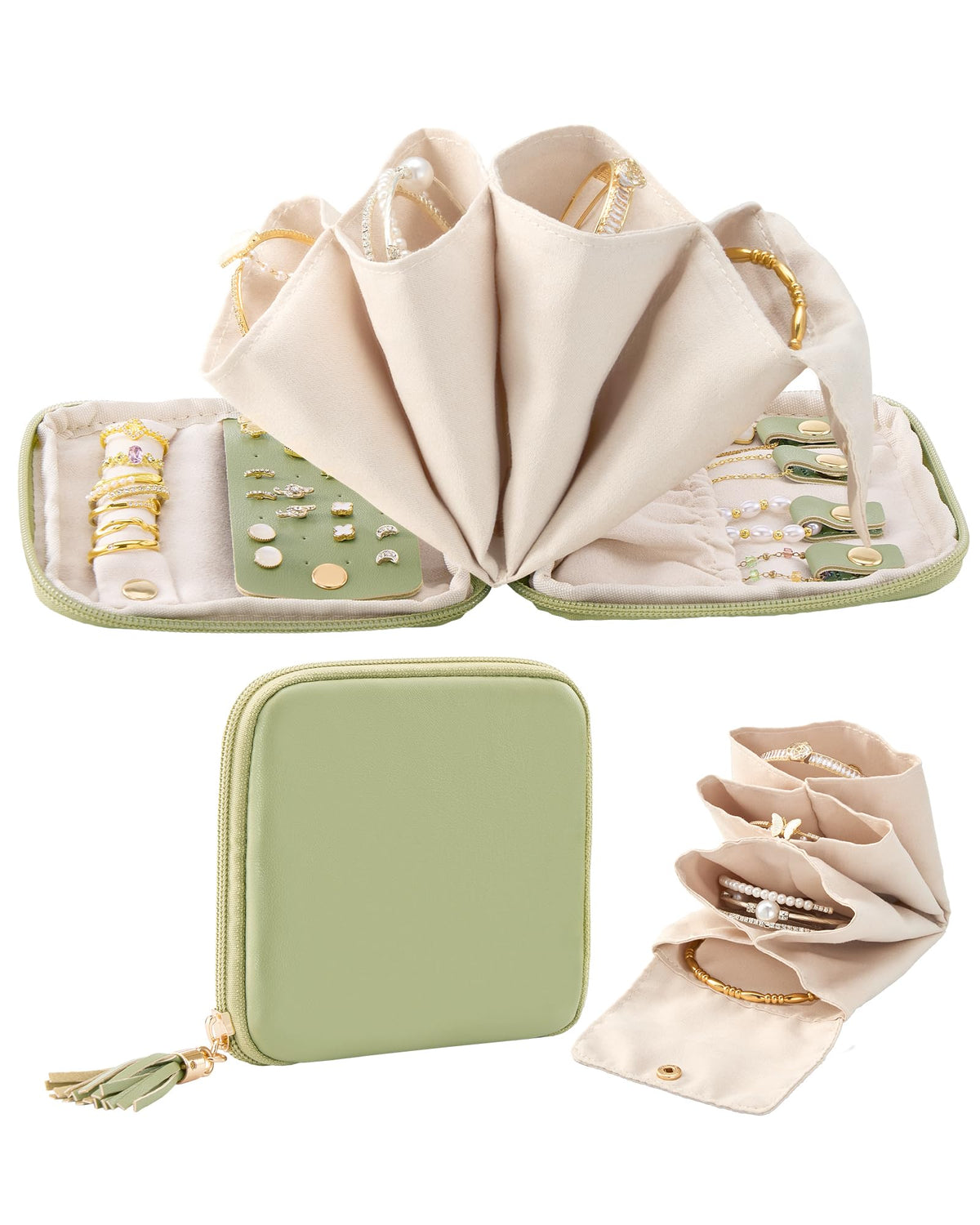 Lolalet Travel Jewelry Case Organizer, Soft Jewellery Pouch -Cloud White