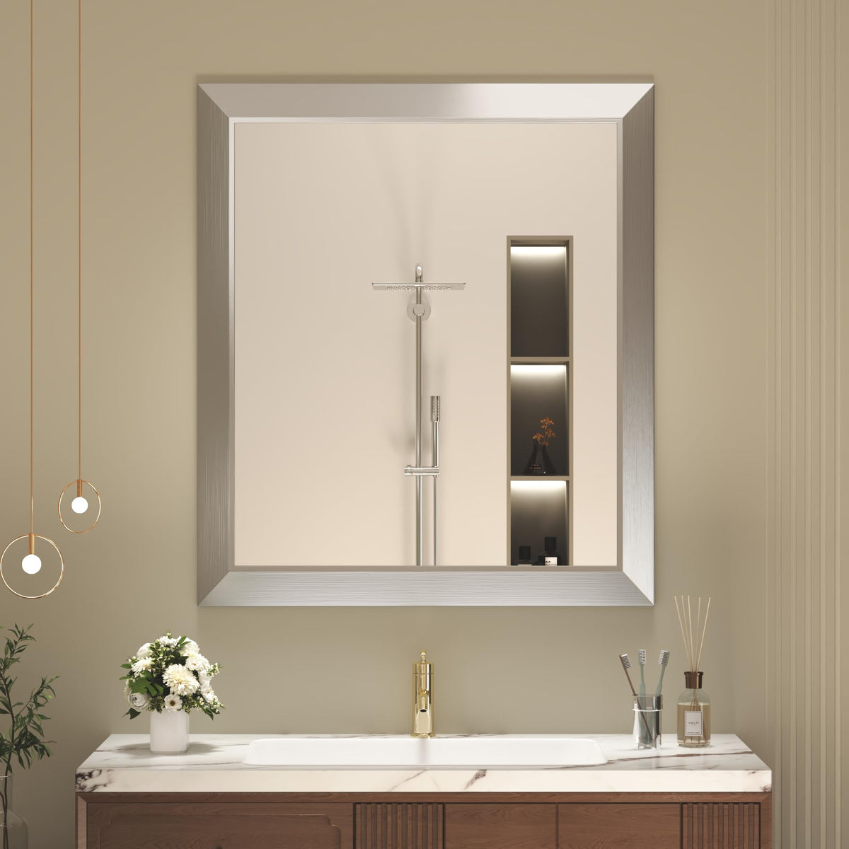 SMIROR 24x36 Matte Black Bathroom Vanity Mirror for Over Sink
