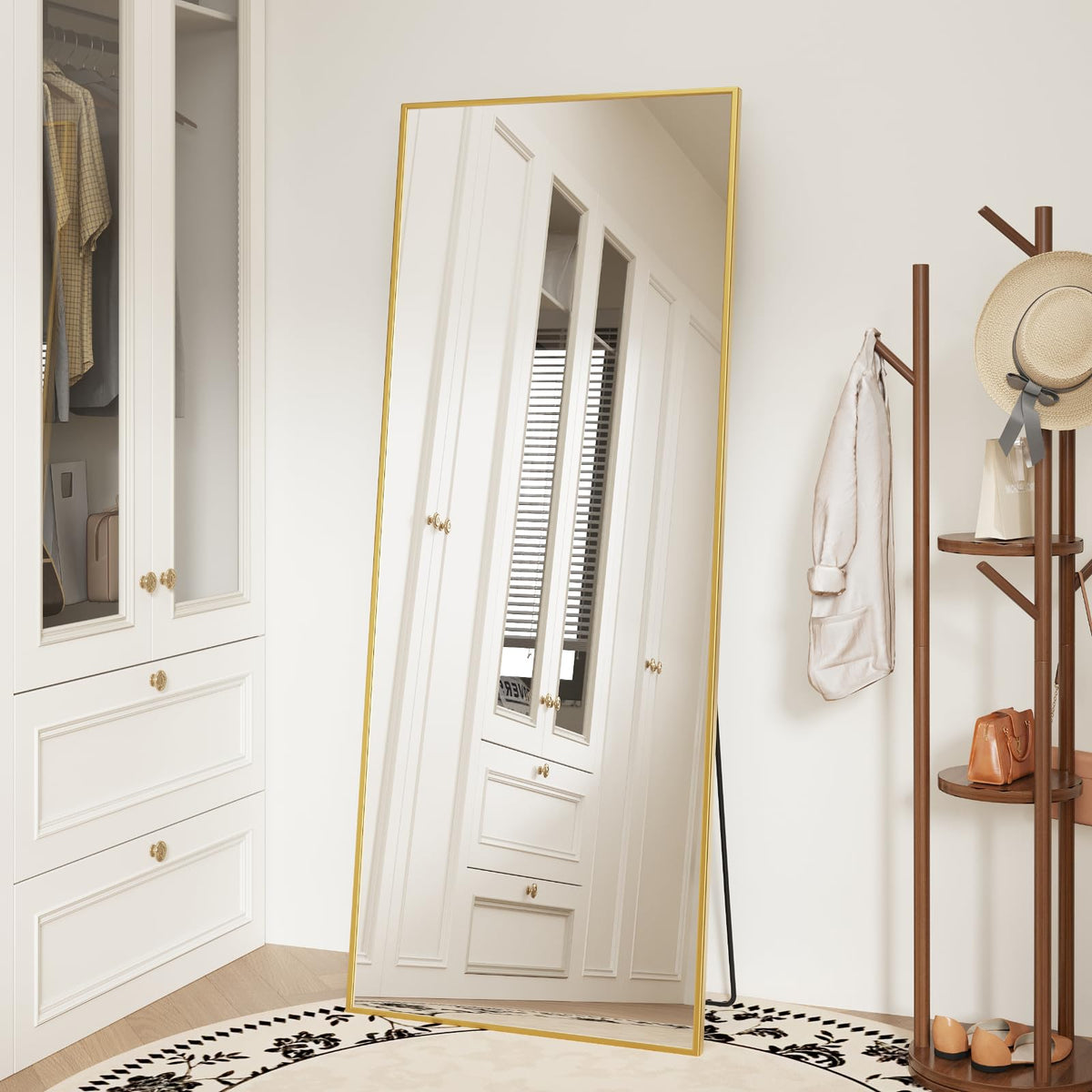 Sweetcrispy 55"x15" Full Length Mirror, Standing Full Body Mirror, Black