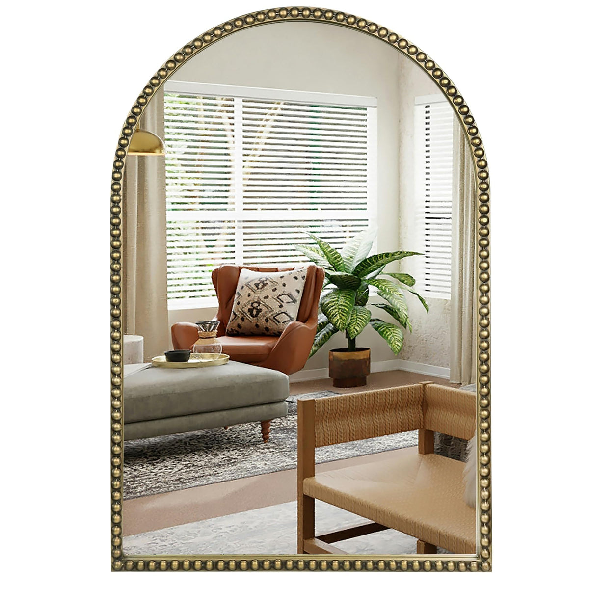 Vintage Gold Mirror 36"X30" Arched Antique Wall Mirror
