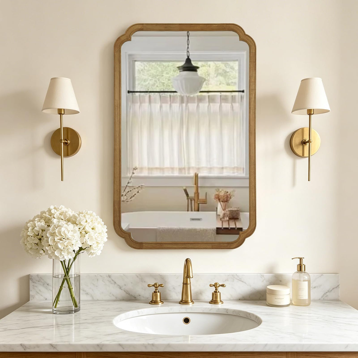 HOMECOOKIN Full Length Mirror Wall Mounted, Rustic Wooden Frame Floor Mirror, Rounded Corner Large Full Body Mirror for Bedroom,Dressing Room， Leaning or Hanging Against Wall (Walnut, 71" L x 24" W)