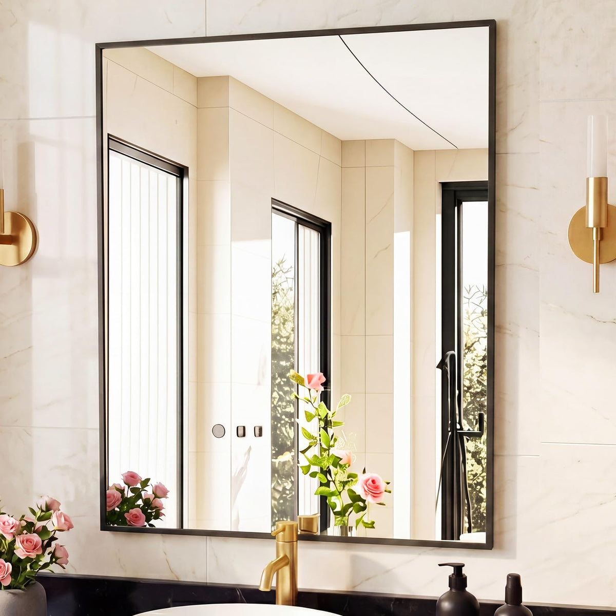 Sweetcrispy 26"x38" Arched Bathroom Mirror, Bathroom Mirrors for Over Sink