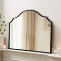 Besdomus Gold Scalloped Wall Mirror: 40"x29" Large Wooden Bathroom Mirror