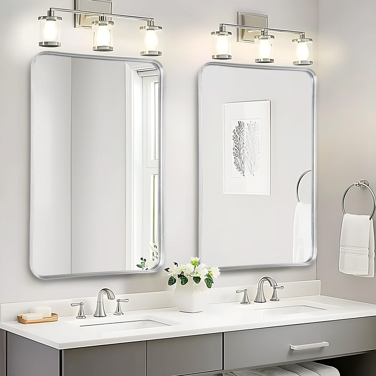 Black Bathroom Vanity Mirror Over Sink 2 Pack, 24x36 Large Wall Mirror