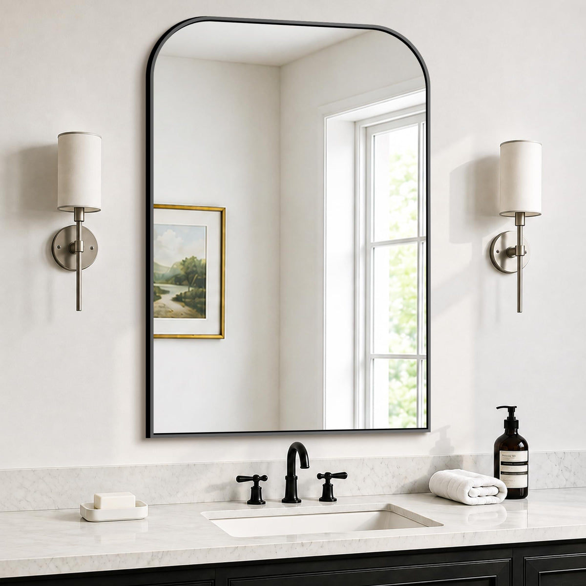 FICTOR 2 Pack 36" x 24" Bathroom Vanity Mirror for Over Sink, Black
