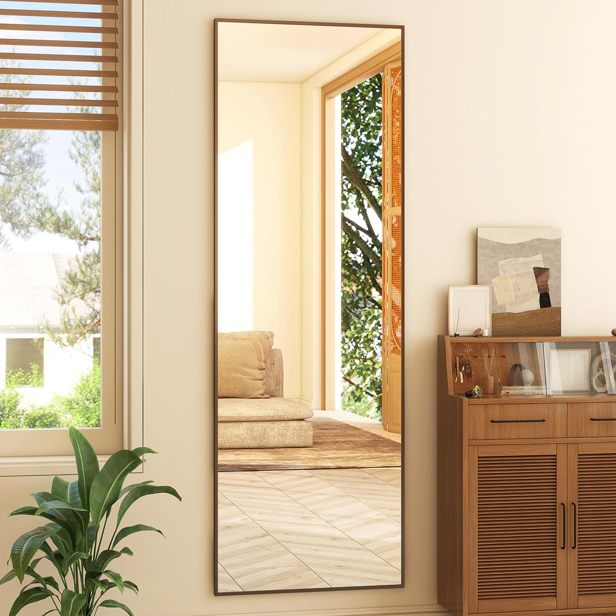 GLSLAND 71"x31" Full Length Mirror Large Floor Mirror with Stand, Black