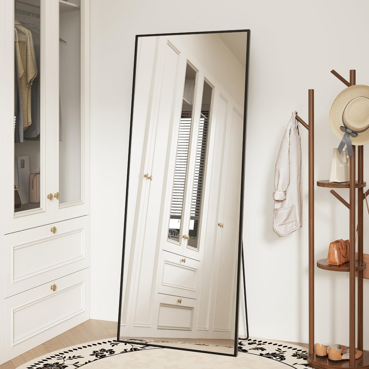 Sweetcrispy 55"x15" Full Length Mirror, Standing Full Body Mirror, Black