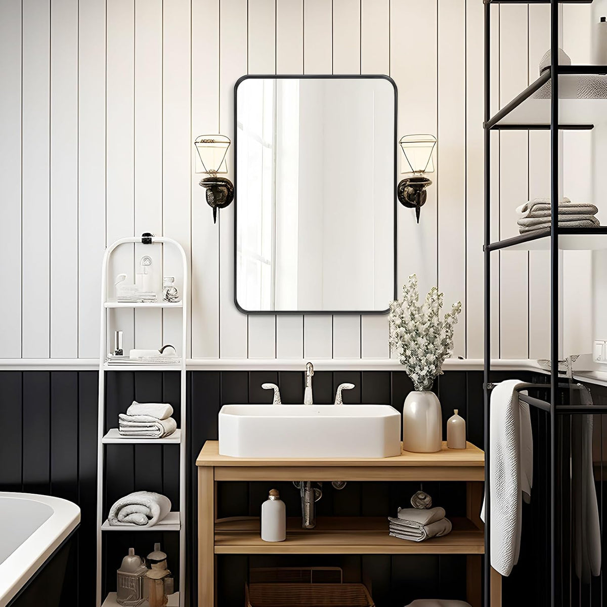 Black Bathroom Vanity Mirror Over Sink 2 Pack, 24x36 Large Wall Mirror