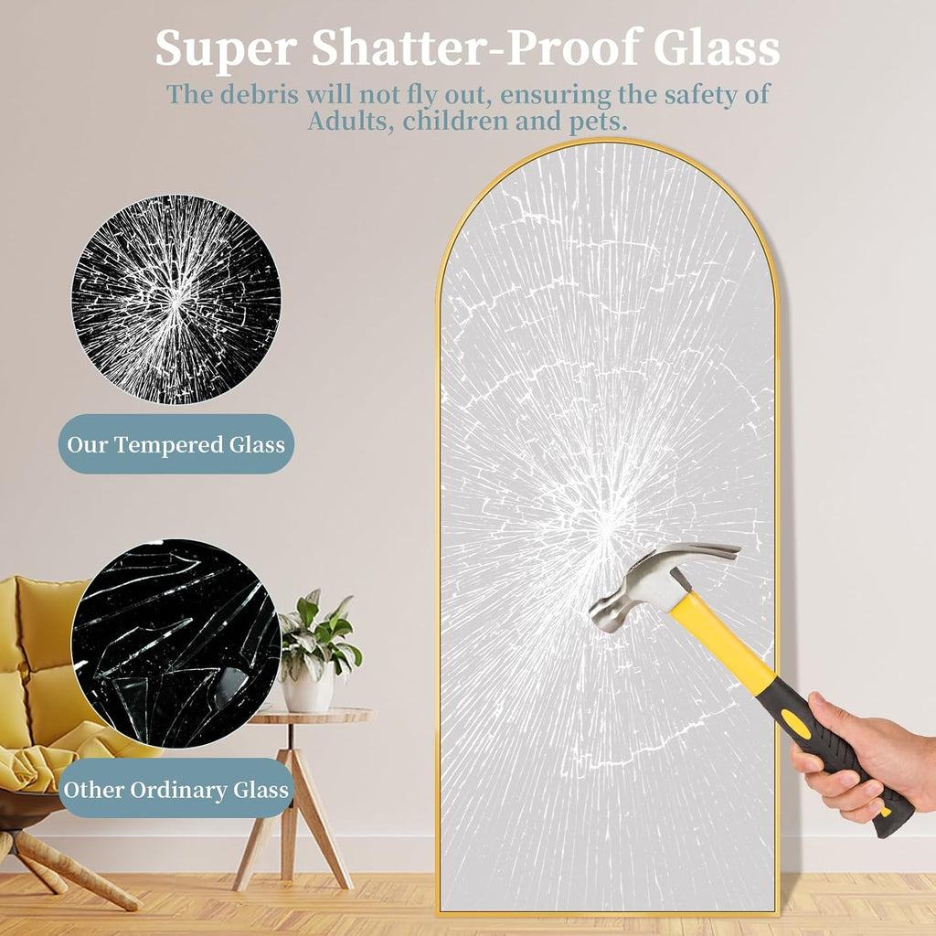 71"x28" Arched Full Length Mirror with Stand,Full Body Floor Mirror