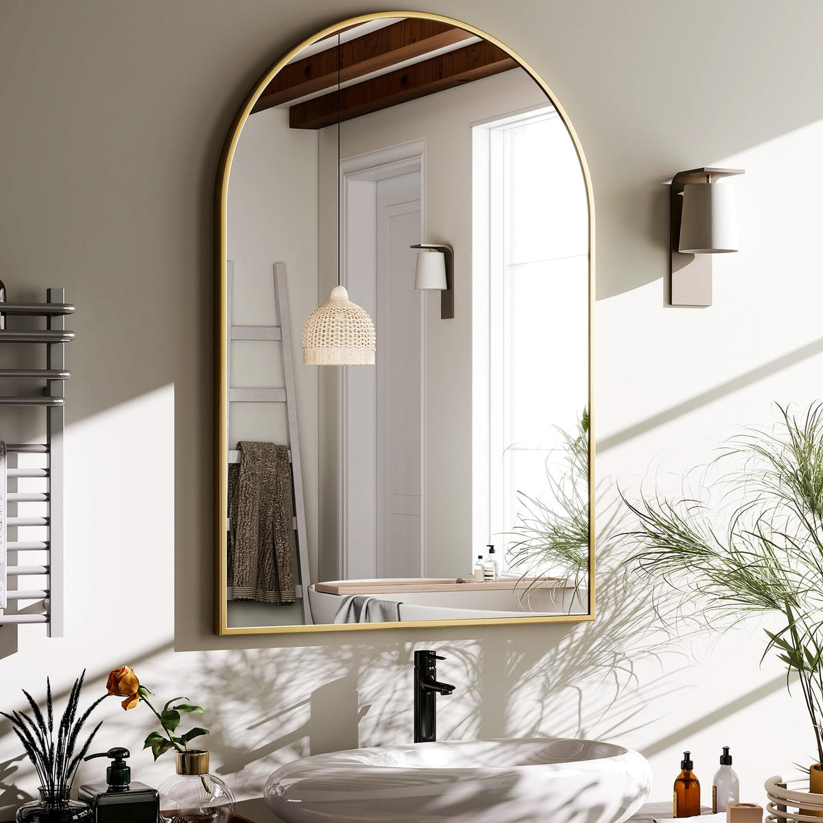 HARRITPURE 20"x30" Arched Bathroom Mirror Wall Mounted Black Arch Mirror