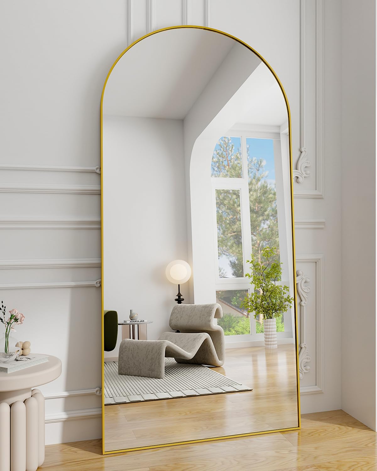 Koonmi 71x30 Arched Full Length Mirror, Floor Mirror with Stand