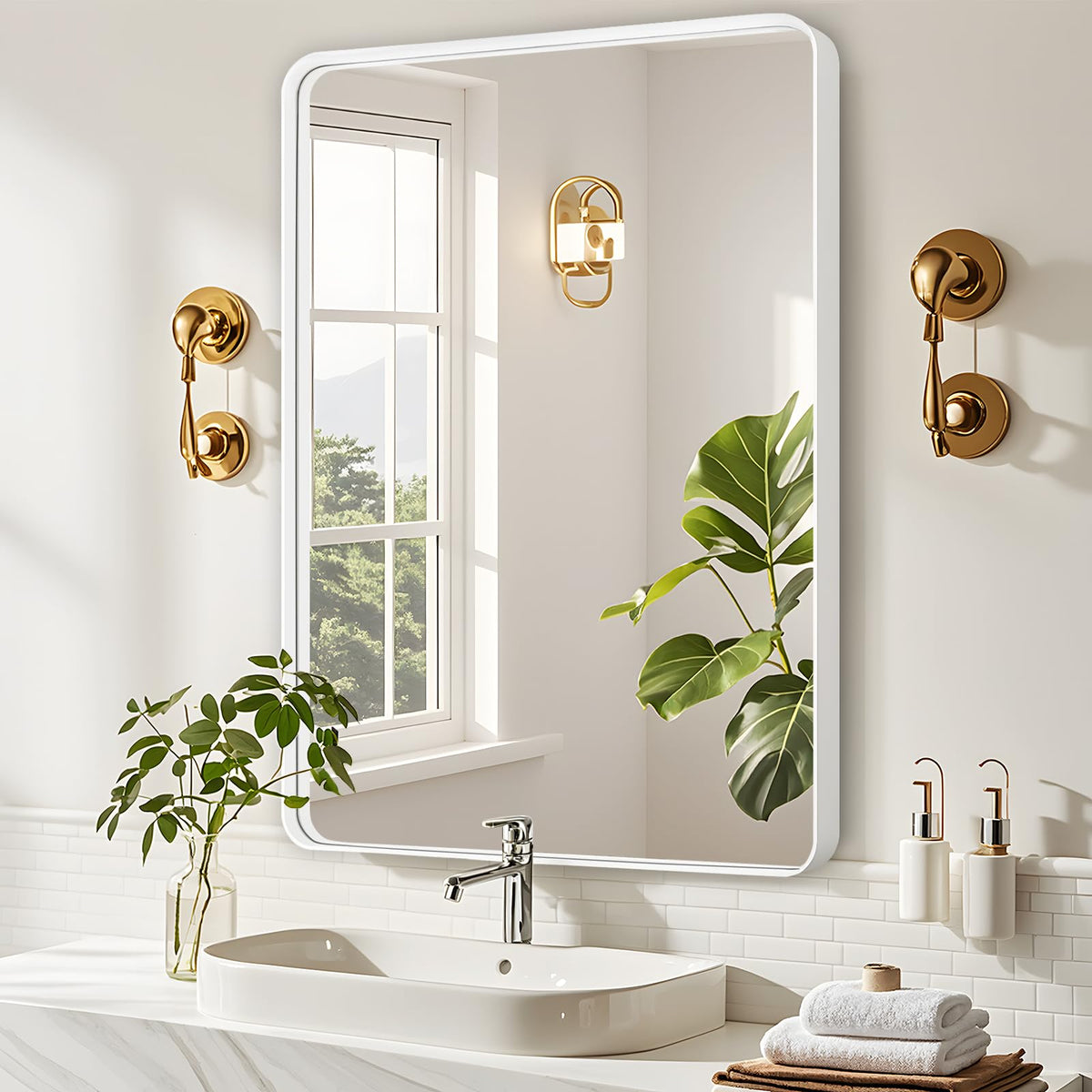 Black Bathroom Vanity Mirror Over Sink 2 Pack, 24x36 Large Wall Mirror