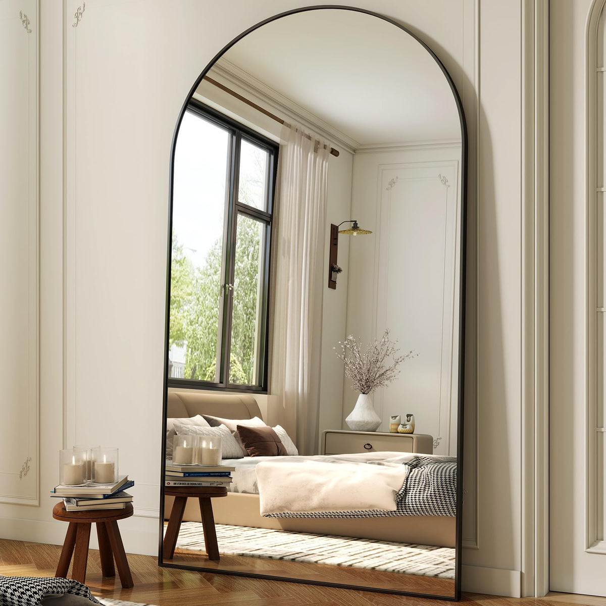 XRAMFY 24x68 Black Arched Full Length Mirror Floor Mirror with Metal Frame