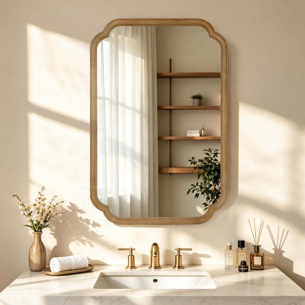 HOMECOOKIN Full Length Mirror Wall Mounted, Rustic Wooden Frame Floor Mirror, Rounded Corner Large Full Body Mirror for Bedroom,Dressing Room， Leaning or Hanging Against Wall (Walnut, 71" L x 24" W)