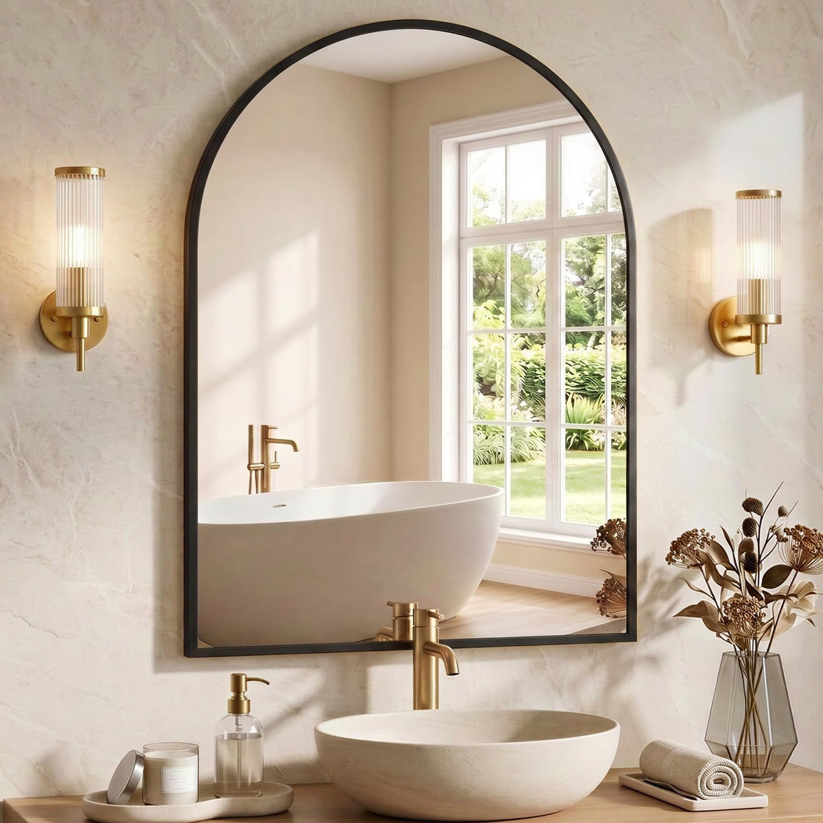 NEWBULIG 36 Inch Round Bathroom Mirror, Wall Mount Vanity Mirror