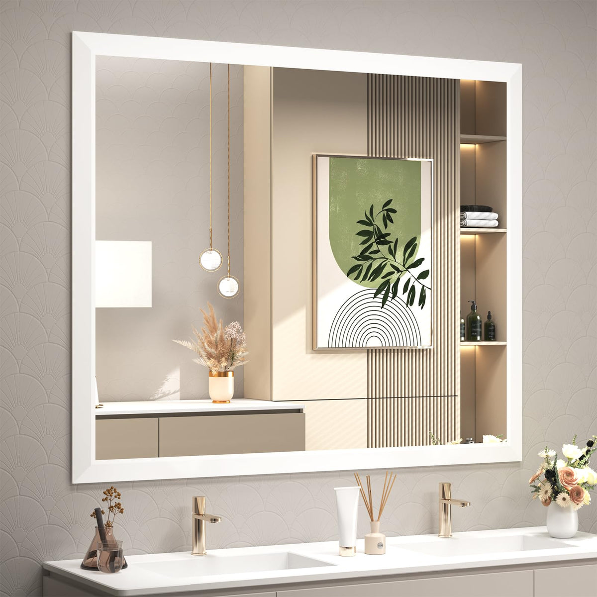 SMIROR 24x36 Matte Black Bathroom Vanity Mirror for Over Sink