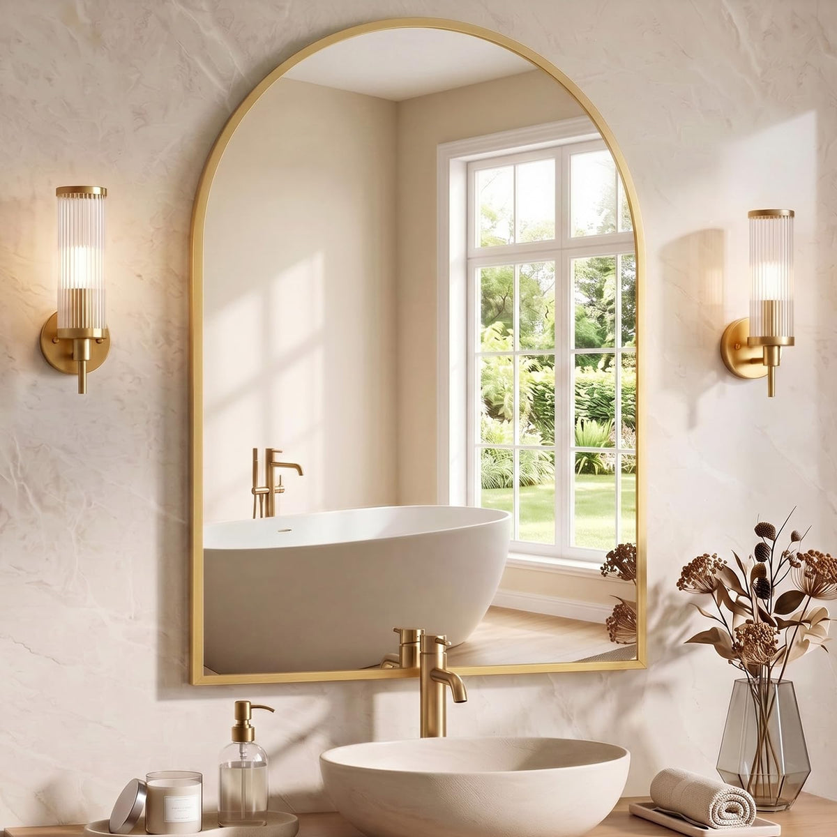 NEWBULIG 36 Inch Round Bathroom Mirror, Wall Mount Vanity Mirror