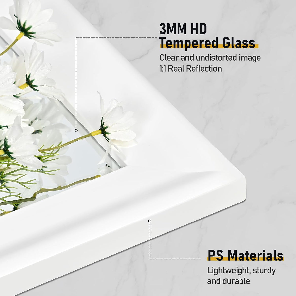 White Wall Mirror for Bathroom,Rectangle Large 30 x 40 inch Vanity Mirrors