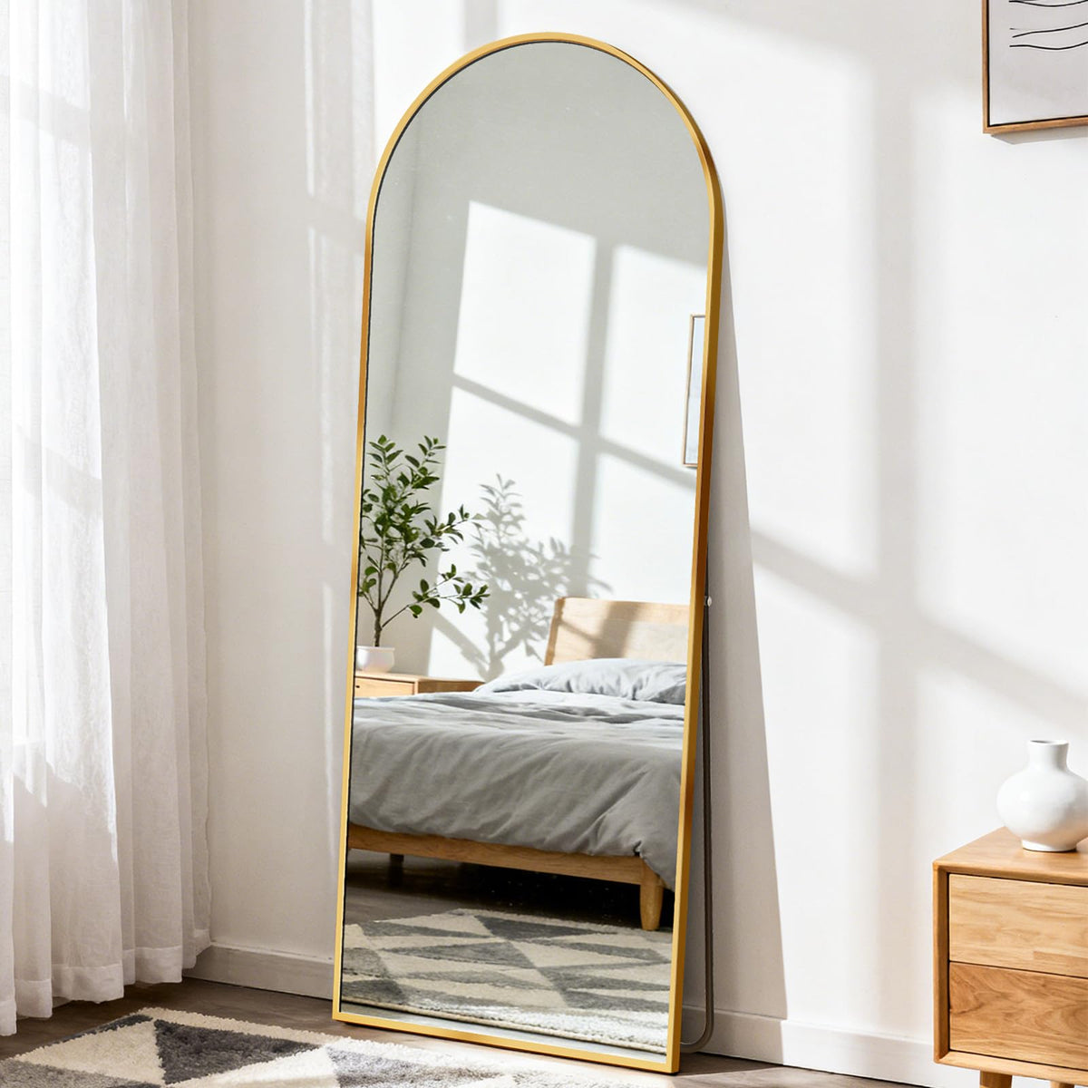 DUMOS 63"x20" Arched Full Length Floor Mirror, Full Body Mirror with Stand