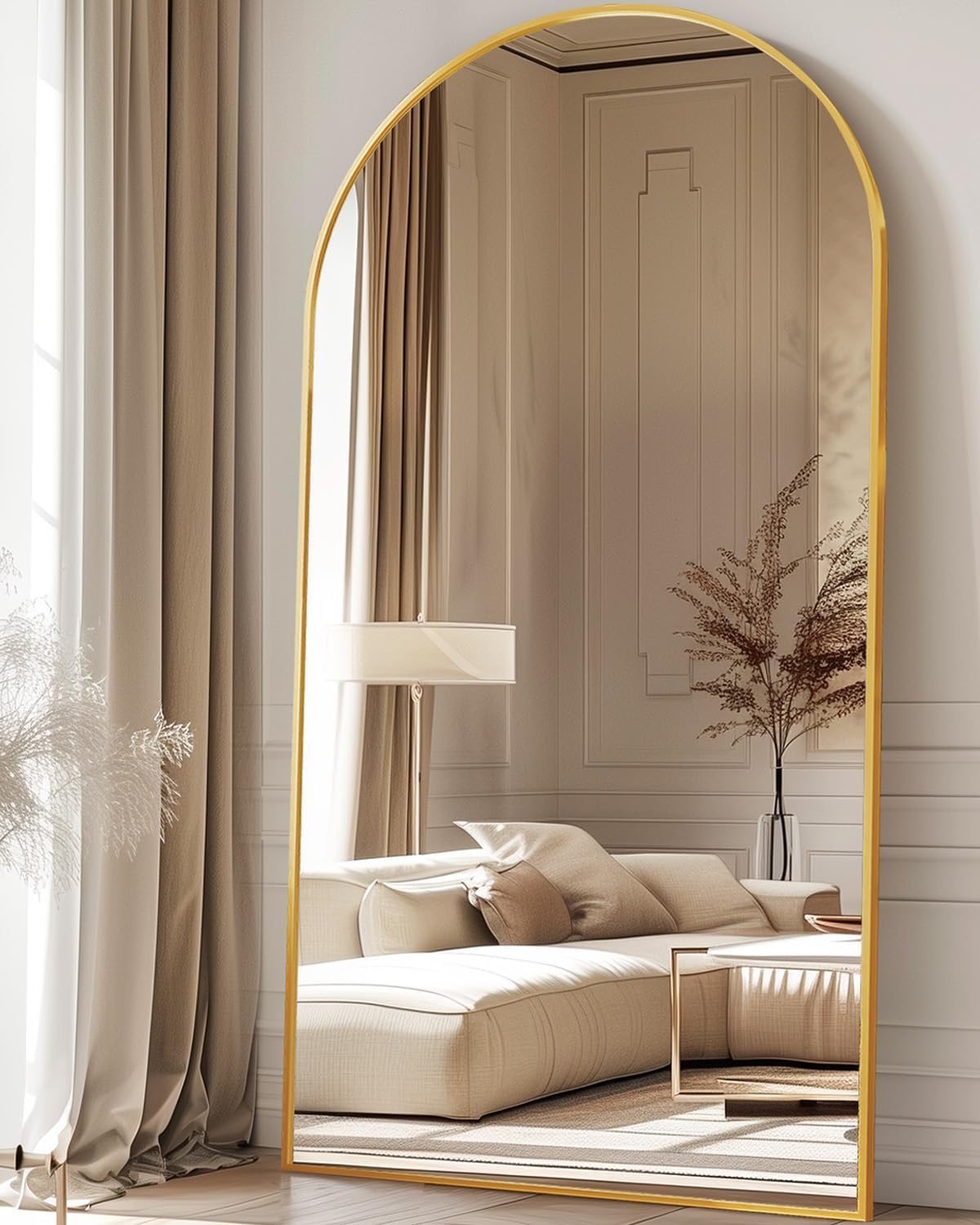 Antok 71" x26” Arched Full Length Mirror, Floor Mirror with Stand,Black
