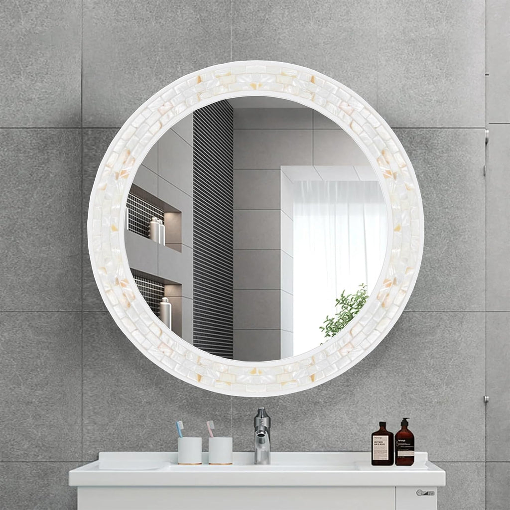 24 Inch Round Mirrors with Mosaic Frame for Wall