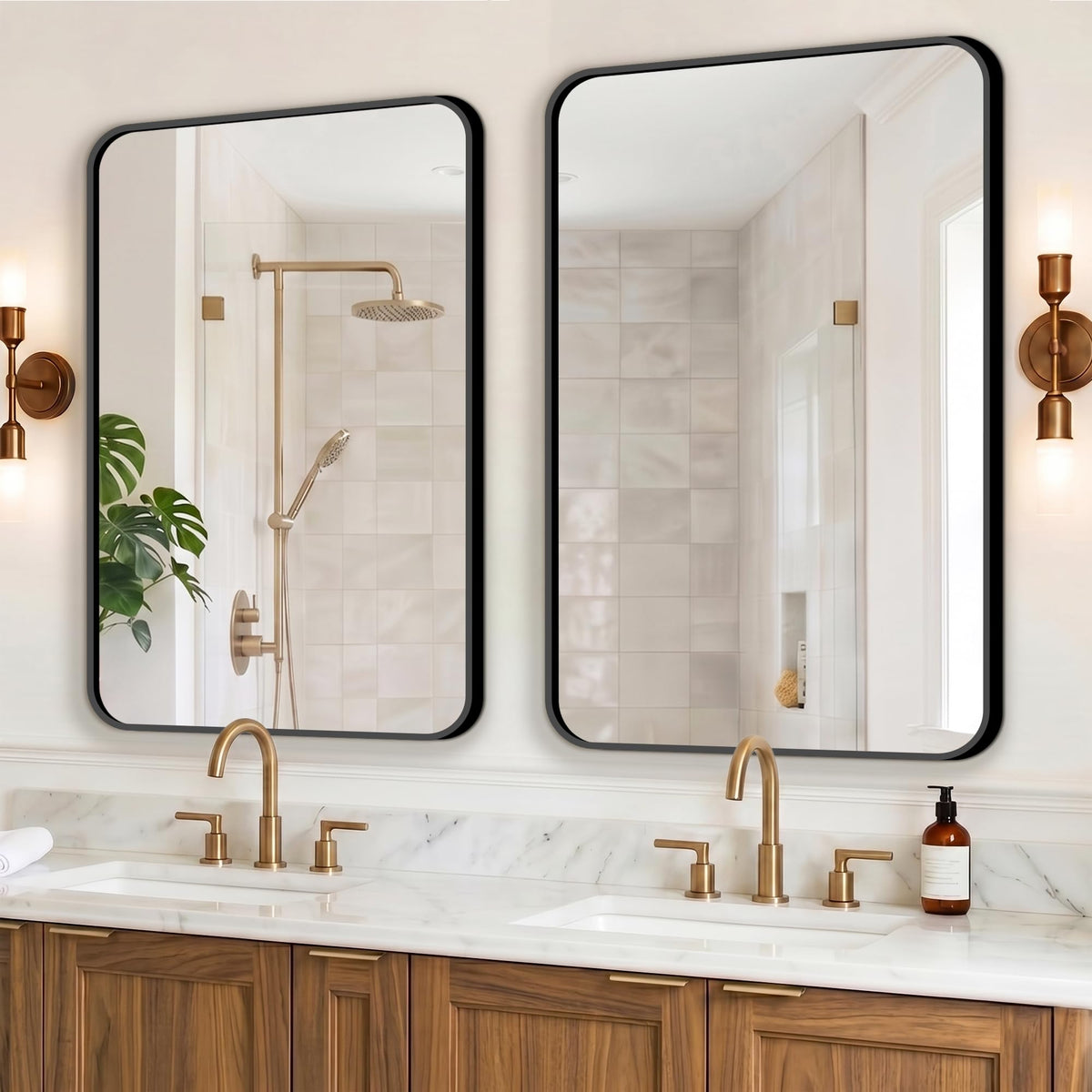 FICTOR Bathroom Mirror for Over Sink, 2 Pack 30"x20" Vanity Mirror, Black