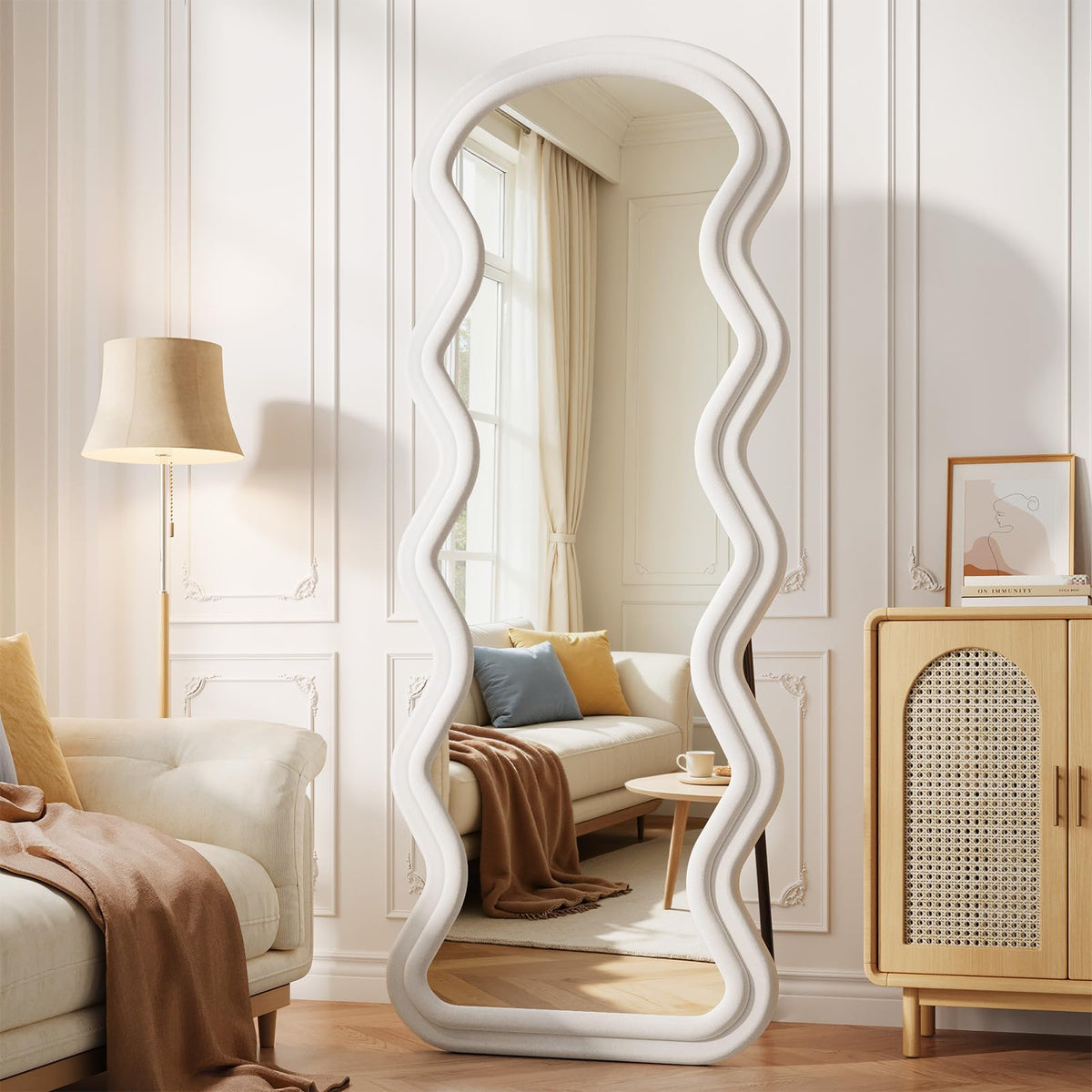 Koonmi 71“x32” Wavy Mirror Full Length, Flannel Full Body Mirror