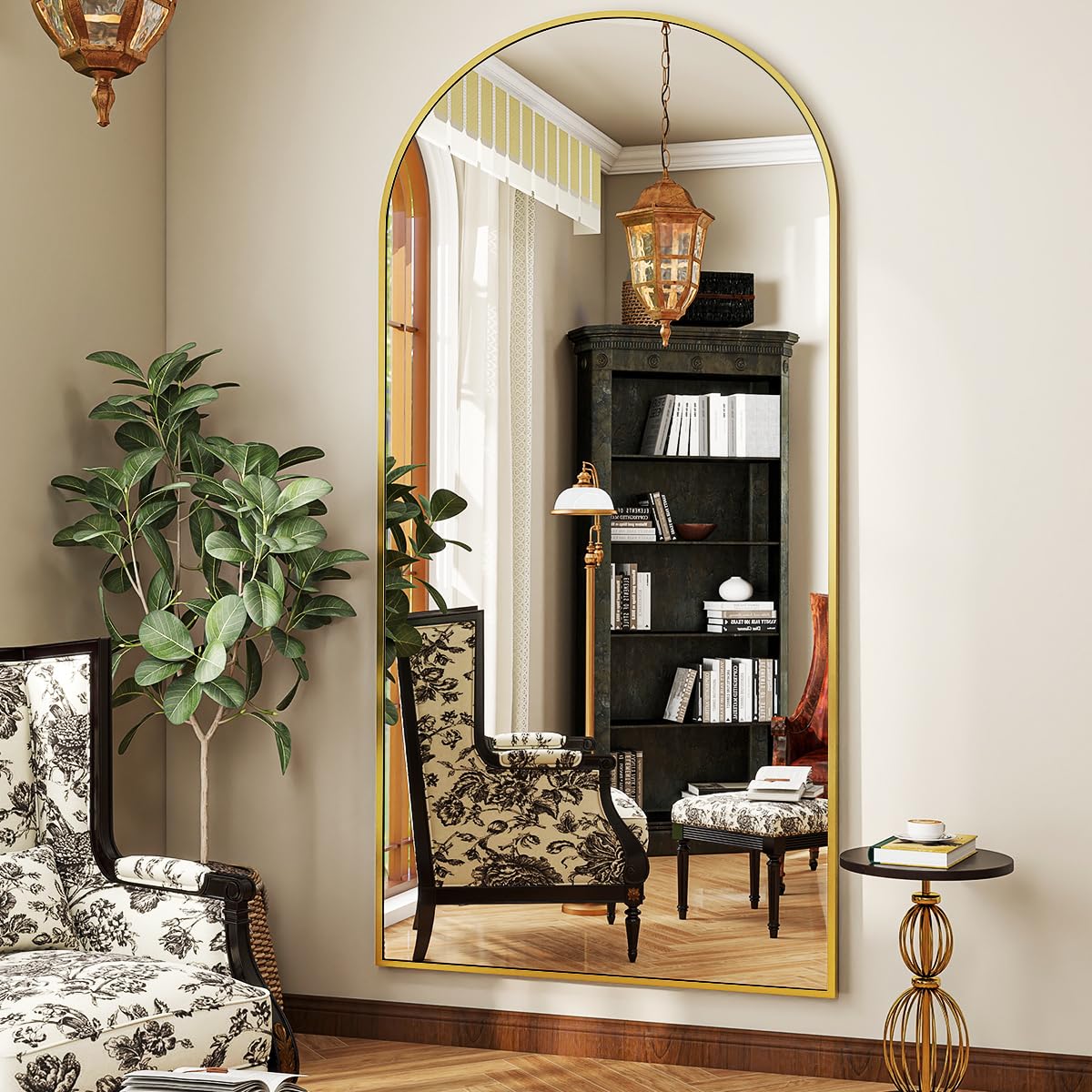 BEAUTYPEAK 71"x26" Arch Full Length Mirror, Full Body Floor Mirror with Stand Hanging or Leaning, Aluminum Alloy Frame Wall Mirrors for Bedroom, Dressing Room, Black