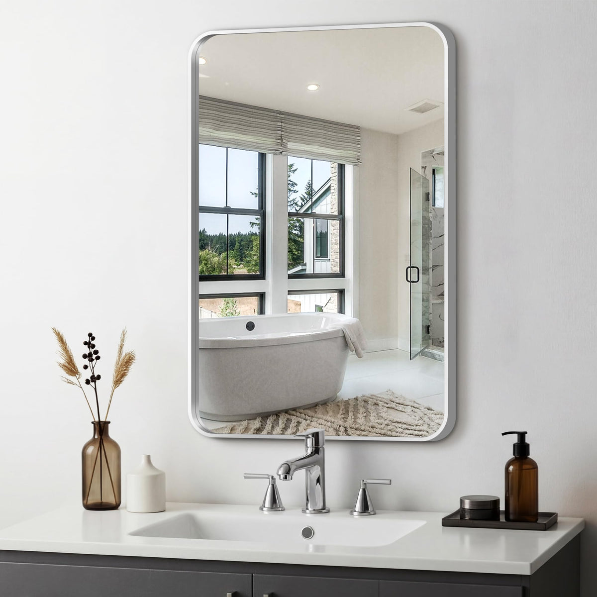 Delma Bathroom Vanity Mirror, Black Framed Mirror for Over Sink, 36x30