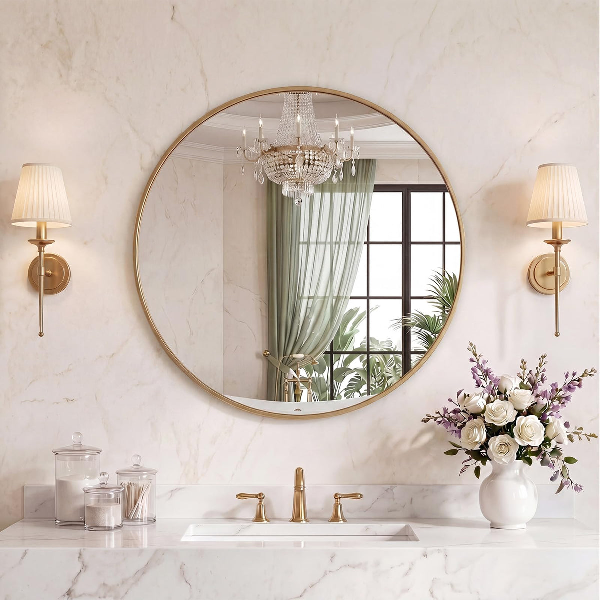 Sweetcrispy 26"x38" Arched Bathroom Mirror, Bathroom Mirrors for Over Sink