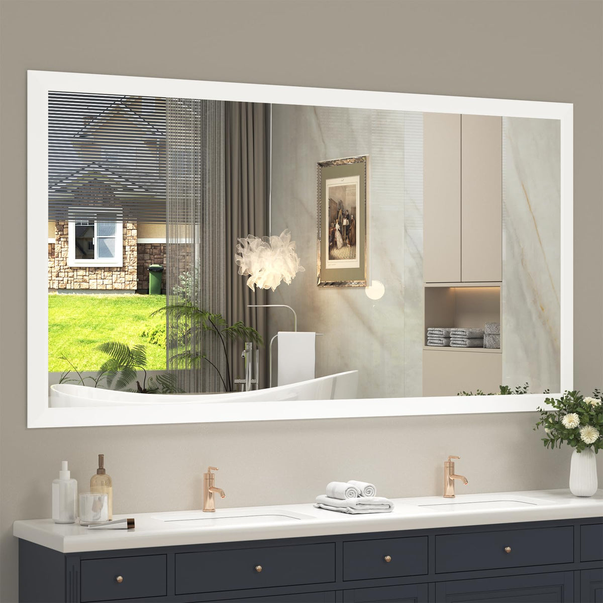 SMIROR 24x36 Matte Black Bathroom Vanity Mirror for Over Sink