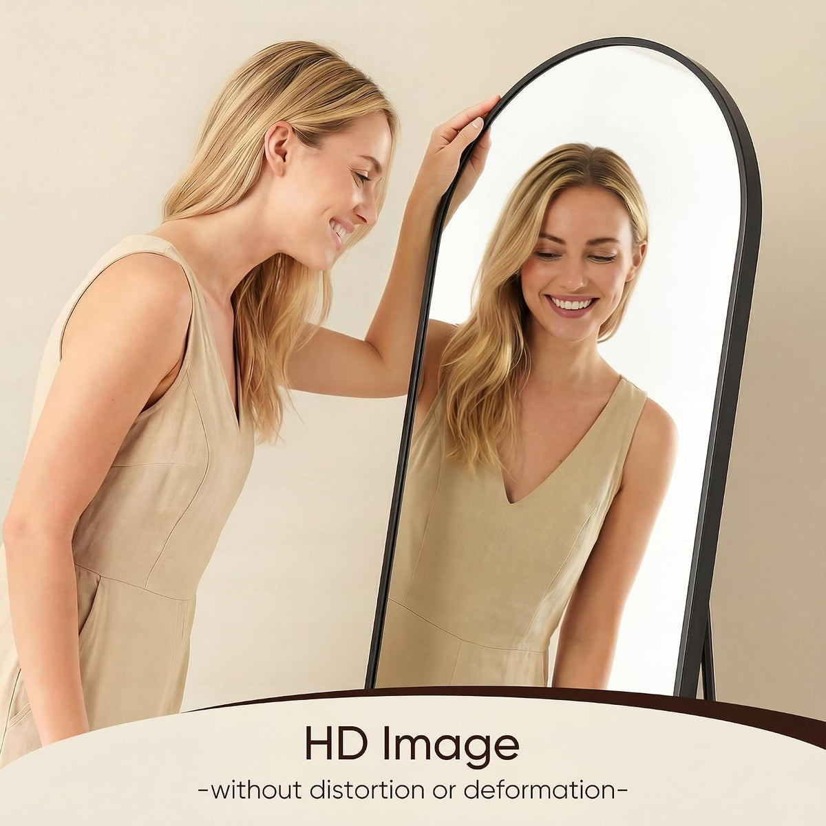 Antok 71" x26” Arched Full Length Mirror, Floor Mirror with Stand,Black