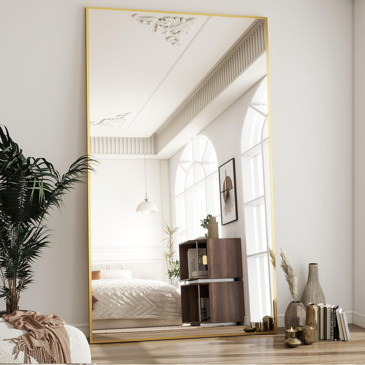BEAUTYPEAK Full Length Mirror with Stand, 56"x21" Floor Mirror