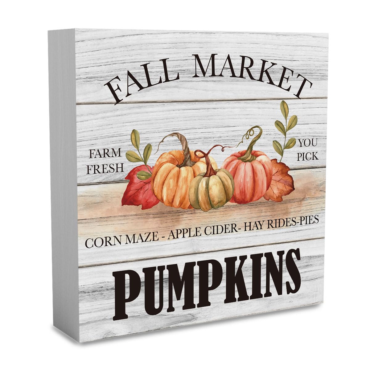Fall Decorations for Home Fall Decor Rustic Tis' the Season Pumpkin Sign, Autumn Thanksgiving Decor Sign for Home Office Bathroom Kitchen Bedroom Room Mantel Tiered Tray Decoration 5 x 5 Inches