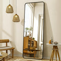 XRAMFY 76"x34" Floor Full Length Mirror Standing Full Body Rounded Corner Rectangle Mirrors with Stand Hanging Wall Mounted Leaning Bedroom Living Room Bedroom Cloakroom,Black